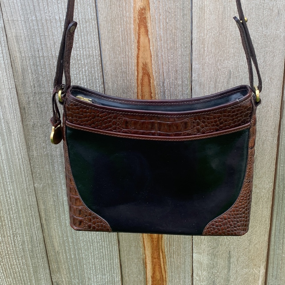 Brahmin Tuscan Brown Croc Embossed crossbody handbag